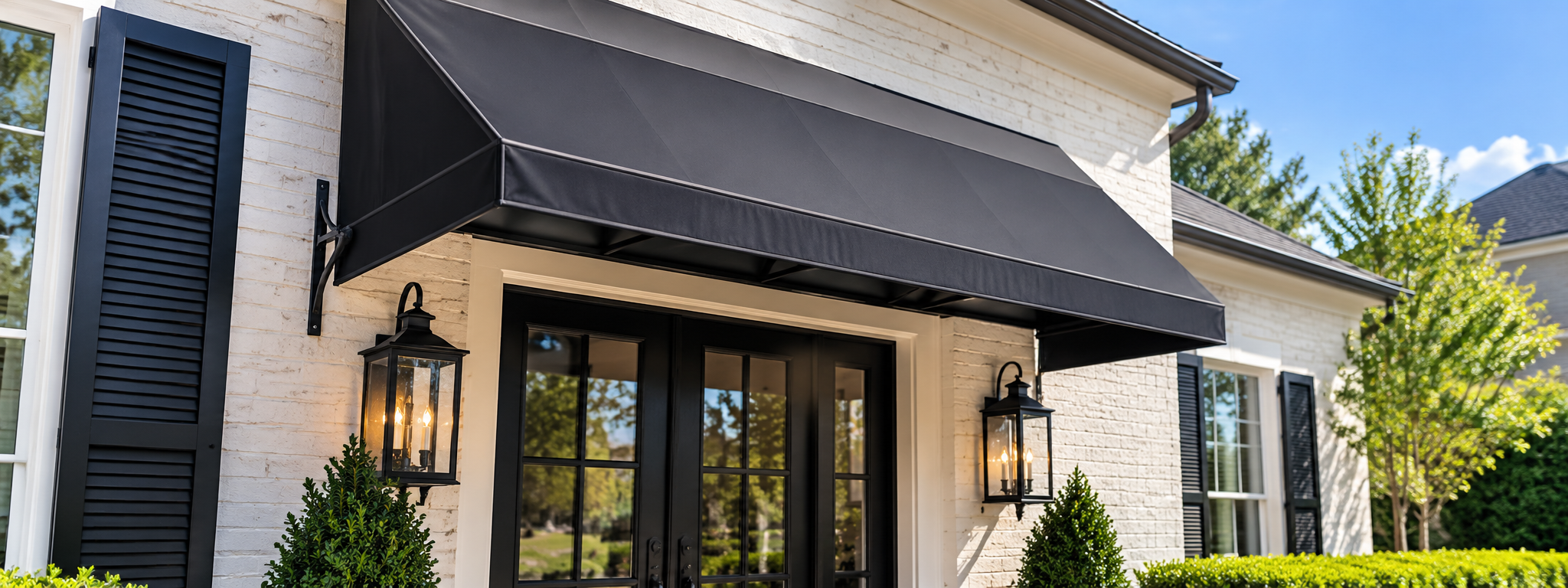 Clean residential awning and entryway