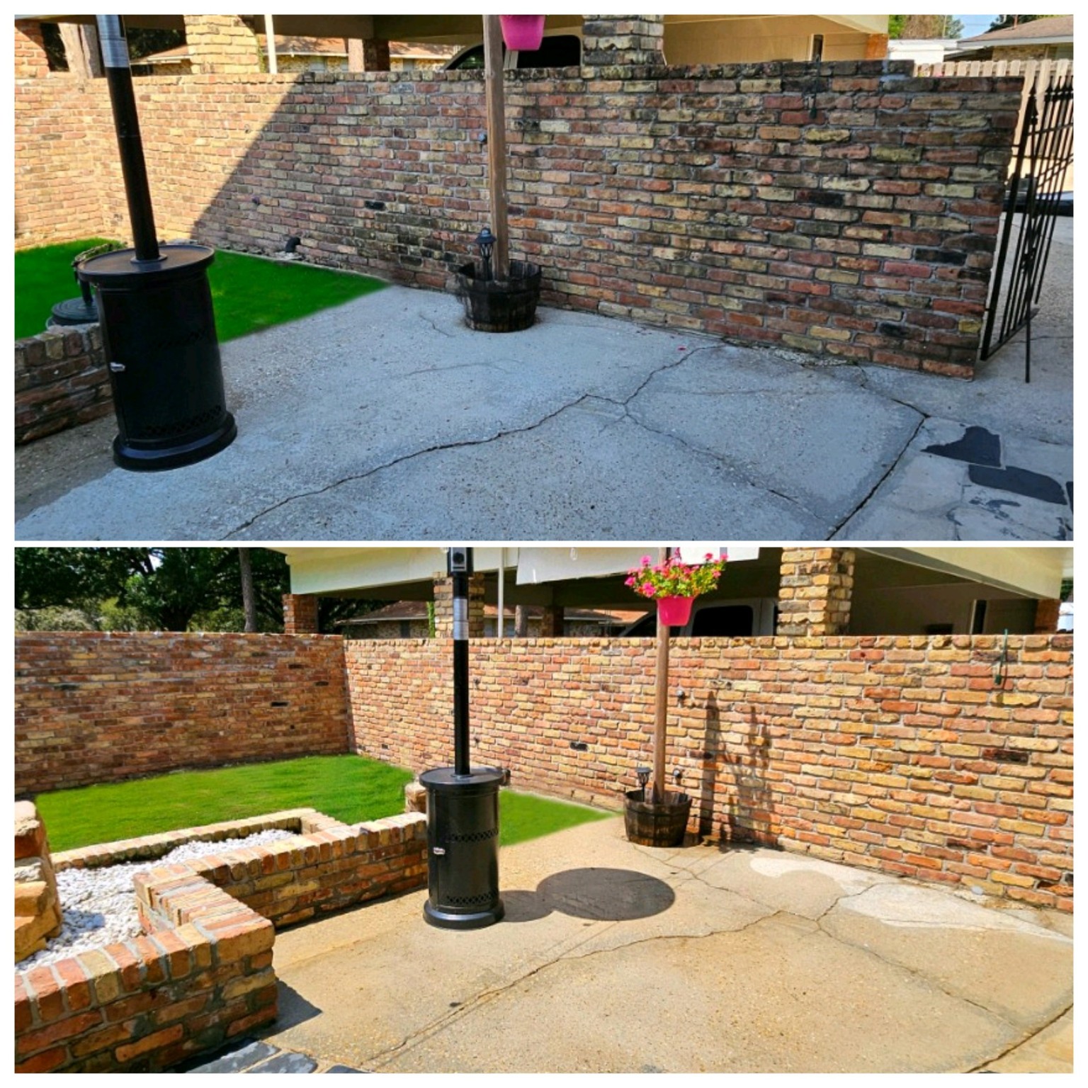Patio cleaning before and after